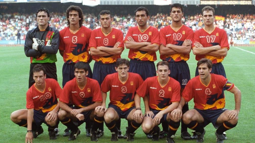 Los jugadores de la selección española campeones en los Juegos de 1992.