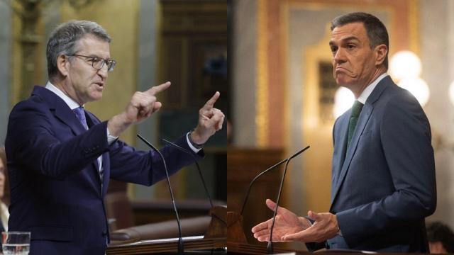 El líder del PP, Alberto Núñez Feijóo, y el presidente del Gobierno, Pedro Sánchez, este miércoles en el Congreso.