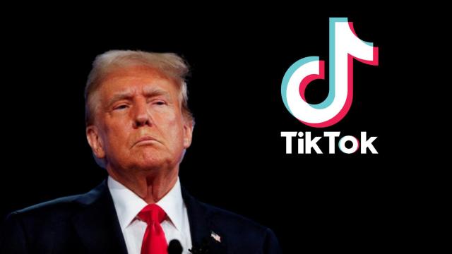 Fotomontaje de Donald Trump y el logo de TikTok.