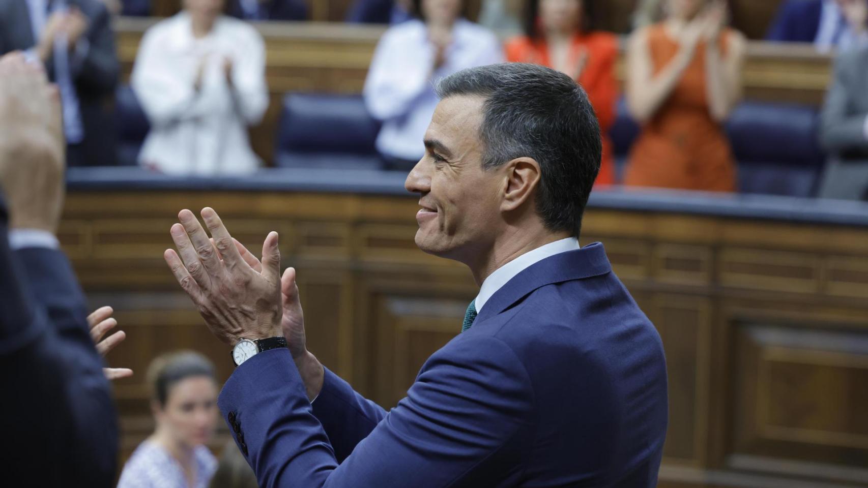 Pedro Sánchez, tras para presentar el plan de calidad democrática en el Congreso de los Diputados.