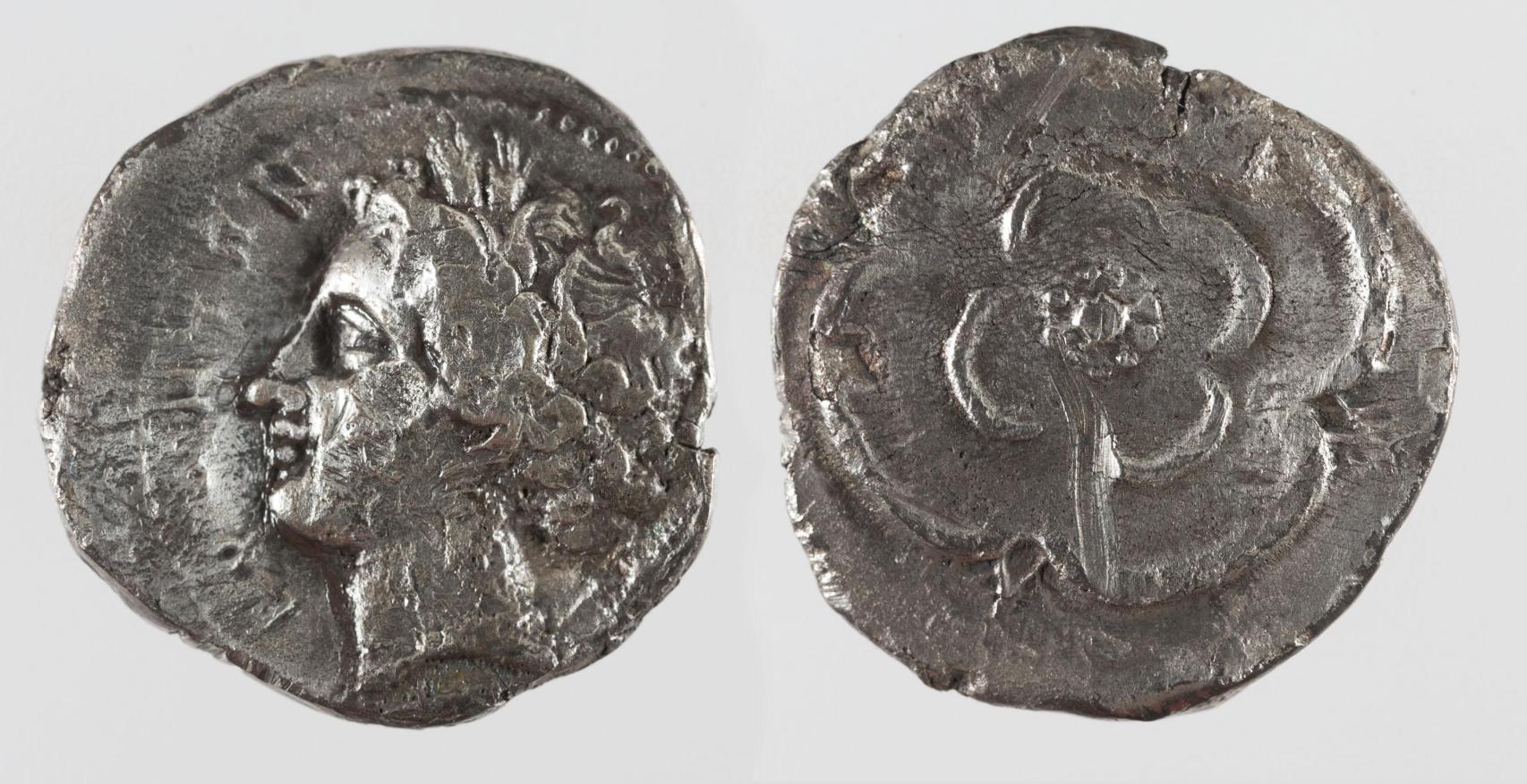 Dracma de Rhode de mediados del siglo III a.C.