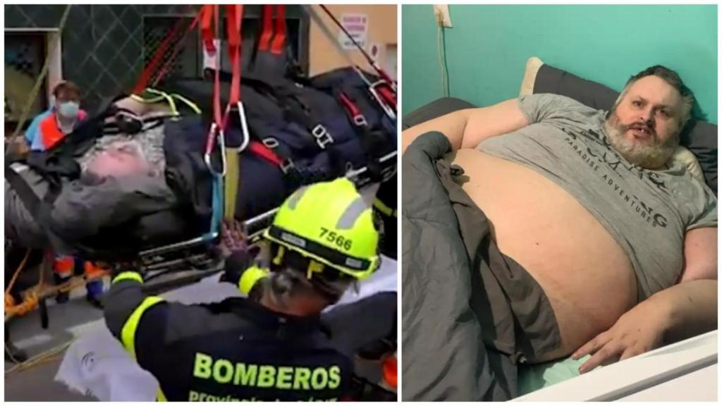 Dos horas y 17 bomberos para rescatar a José María, el hombre con 300 kilos de San Fernando (Cádiz).