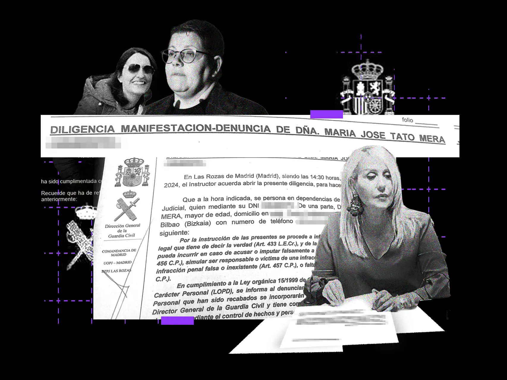 Fragmento de la denuncia de María Tato ante la Policía Judicial por la usurpación de la identidad de su empresa por parte de la directora del Instituto de las Mujeres y su esposa.