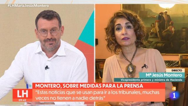 María Jesús Montero de los  problemas técnicos en mitad de su entrevista en 'La hora de La 1' de TVE.