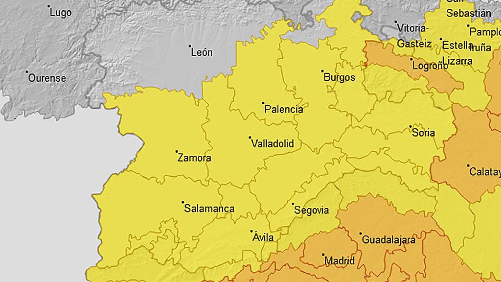 Mapa del calor que le espera a Castilla y León este viernes