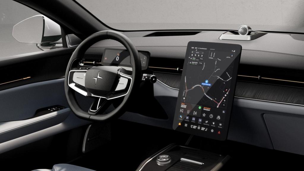 Interior del Polestar 3 con pantalla con Android Automotive