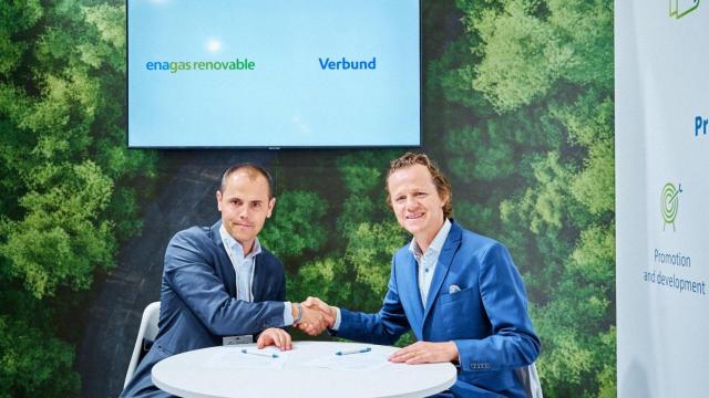 Antón Martínez, CEO of Enagás Renovable, y Franz Helm, Managing Director de Verbund Green Hydrogen GmbH