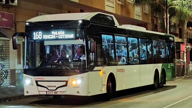 El autobús nocturno M-168 de Rincón de la Victoria.