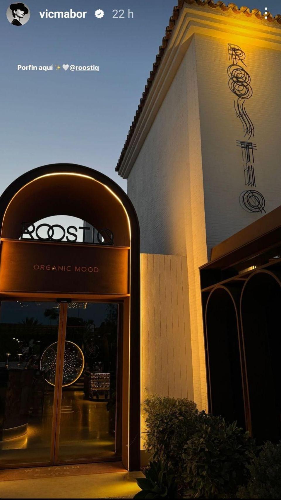 Una 'storie' de Victoria Federica sobre el restaurante Roostiq de Marbella.