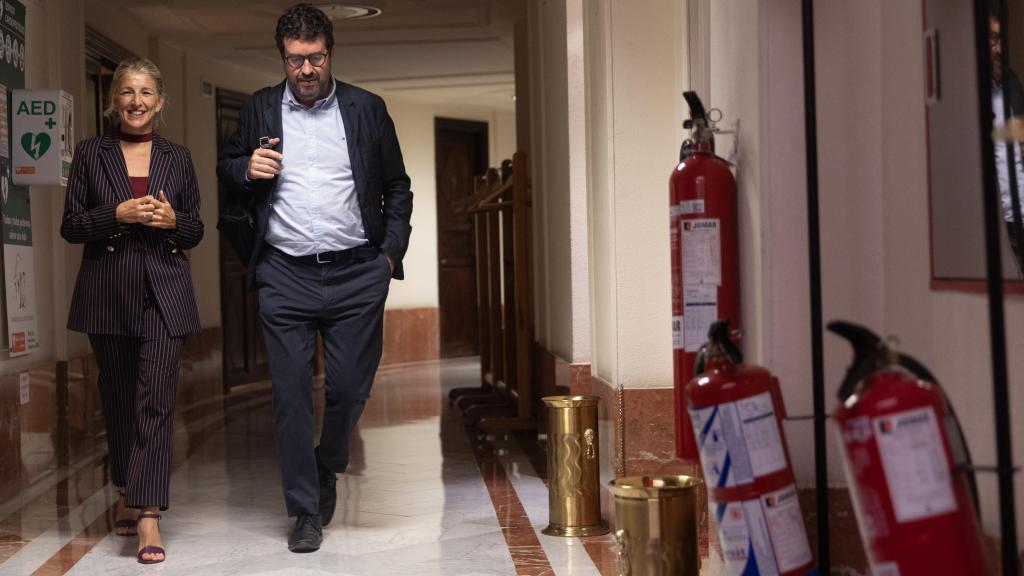 Yolanda Díaz, vicepresidenta segunda del Gobierno, y Joaquín Pérez Rey, secretario de Estado de Trabajo, en el Congreso.