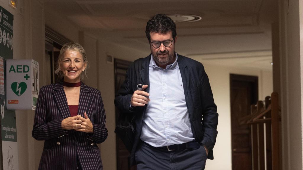 Yolanda Díaz, vicepresidenta segunda del Gobierno, y Joaquín Pérez Rey, secretario de Estado de Trabajo, en el Congreso.