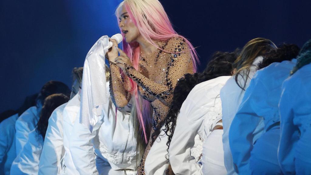 Karol G durante uno de sus conciertos en el Santiago Bernabéu.