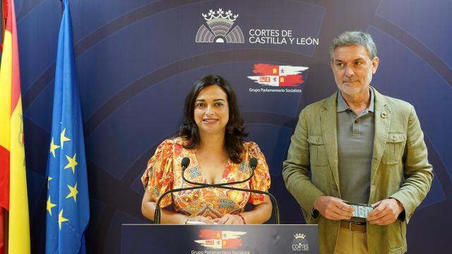 La portavoz de Empleo del Grupo Parlamentario Socialista, Alicia Palomo, analiza la situación del Diálogo Social en Castilla y León junto a José Luis Vázquez, este lunes