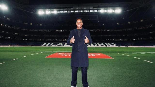 Endrick, durante una visita al Santiago Bernabéu.