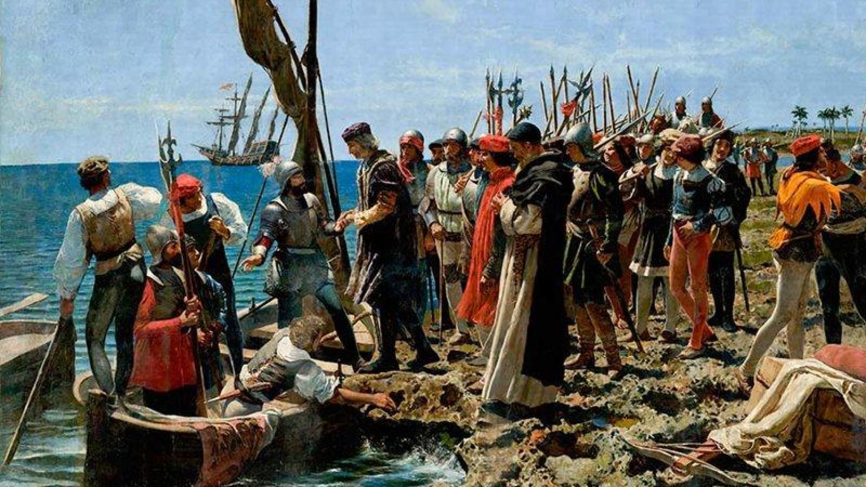 'Deportación de Colón de la Española'. Pintura al óleo de Armando Menocal, 1893.  Museo Nacional de Bellas Artes, La Habana.