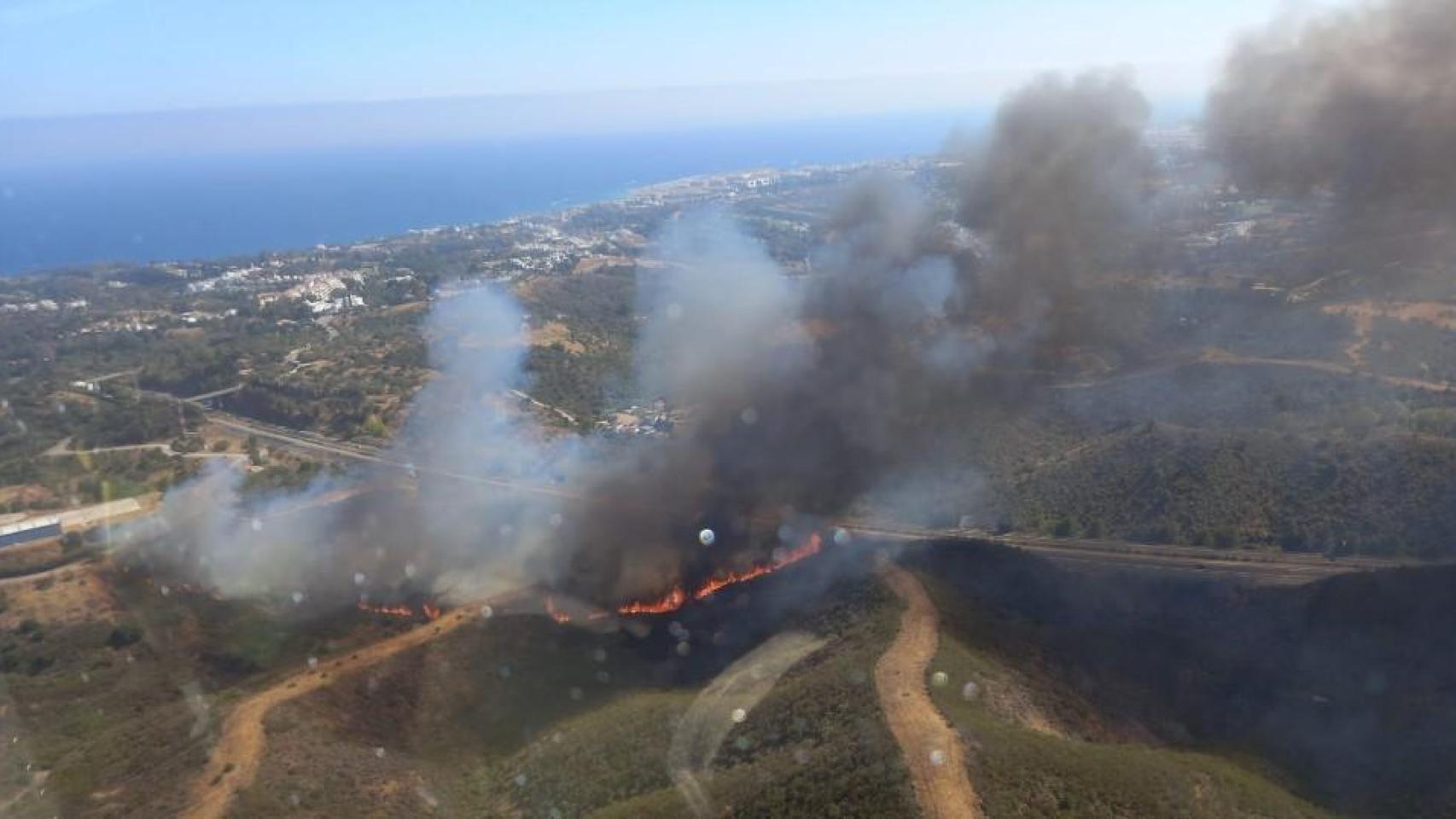 El incendio en el Paraje Nagüeles en Marbella.