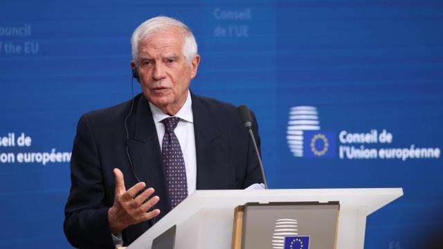 El jefe de la diplomacia europea, Josep Borrell, durante la reunión de este lunes en Bruselas