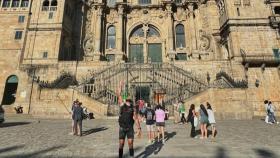 Jiri Prochazka en la Praza do Obradoiro, en Santiago.