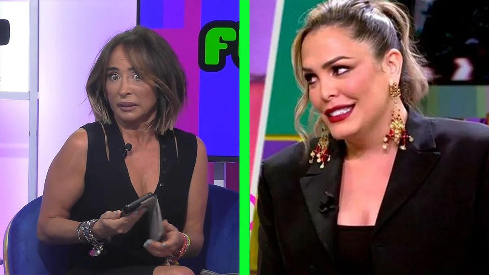 María Patiño en 'Ni que fuéramos Shhh' y Amor Romeira en una de sus participaciones en Telecinco.