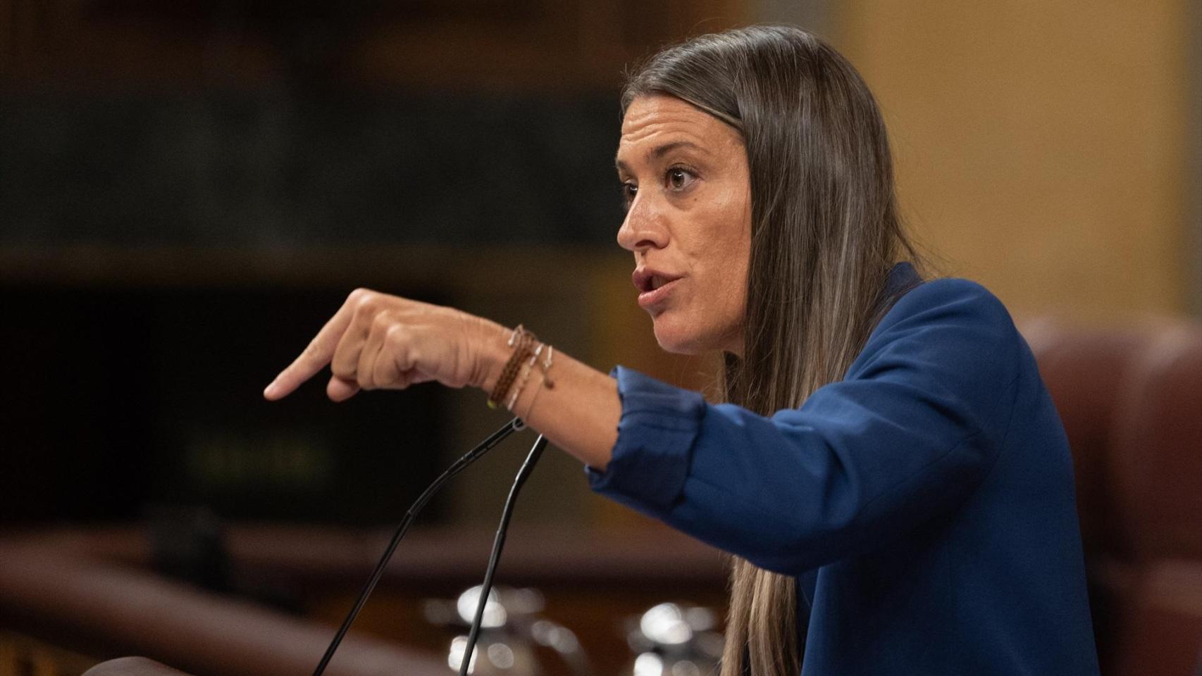 La portavoz de Junts en el Congreso, Miriam Nogueras, este martes durante el debate en la Cámara Baja.