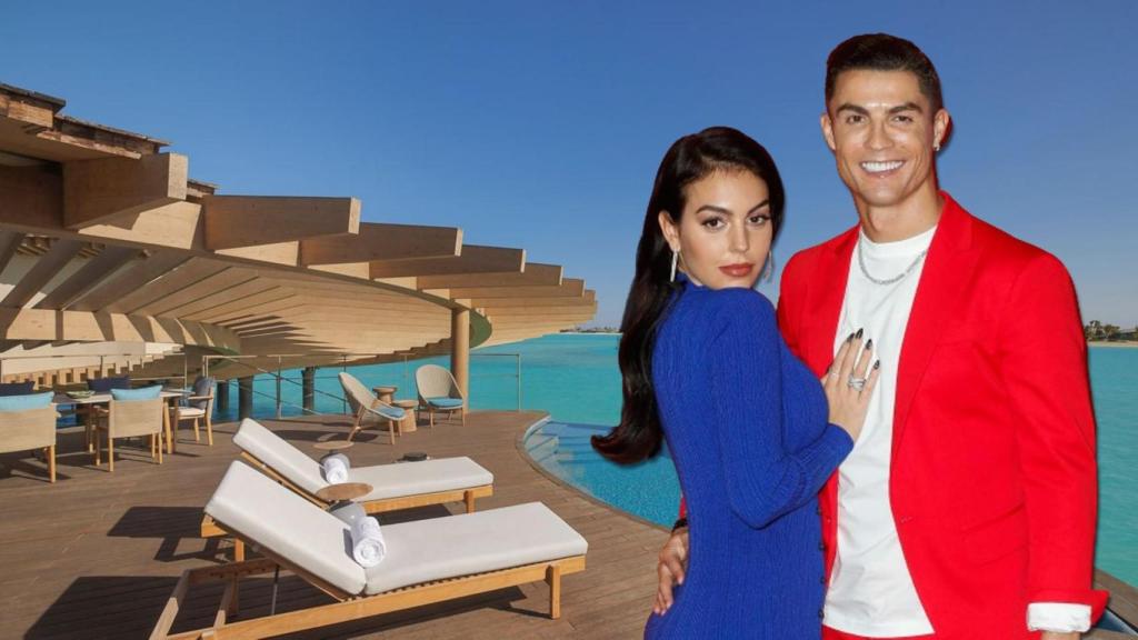 Georgina Rodríguez y Cristiano Ronaldo en un fotomontaje.