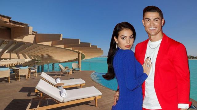 Georgina Rodríguez y Cristiano Ronaldo en un fotomontaje.