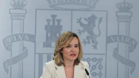 La portavoz del Gobierno, Pilar Alegría, este martes en la rueda de prensa posterior al Consejo de Ministros.