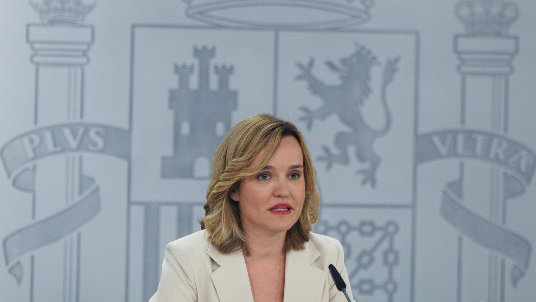 La portavoz del Gobierno, Pilar Alegría, este martes en la rueda de prensa posterior al Consejo de Ministros.