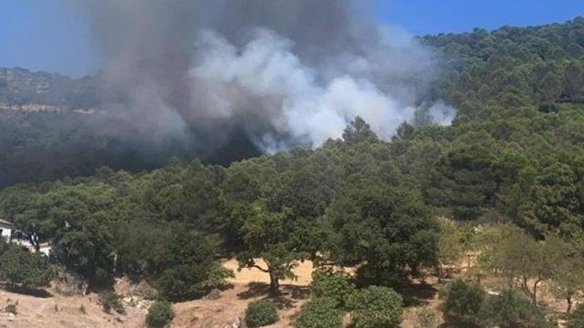 Fuego en un paraje de Casares.