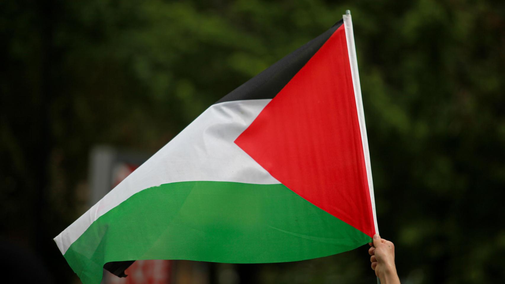Una bandera de Palestina durante una manifestación.