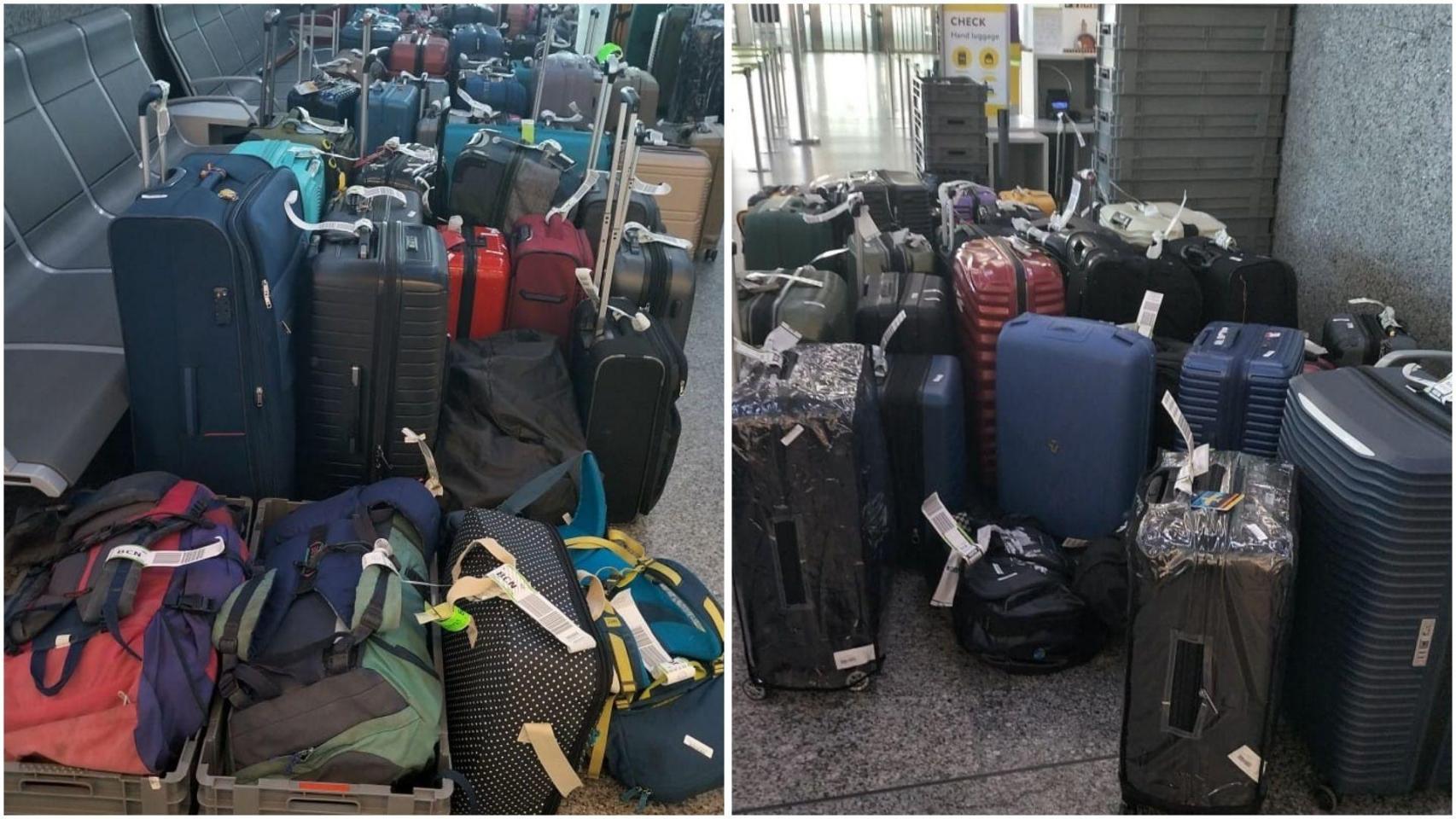 Colapso de maletas en el aeropuerto de Santiago.