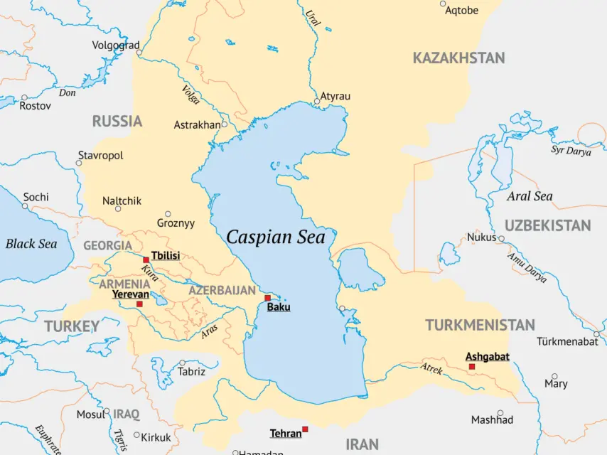 Mapa de la región del Caspio.