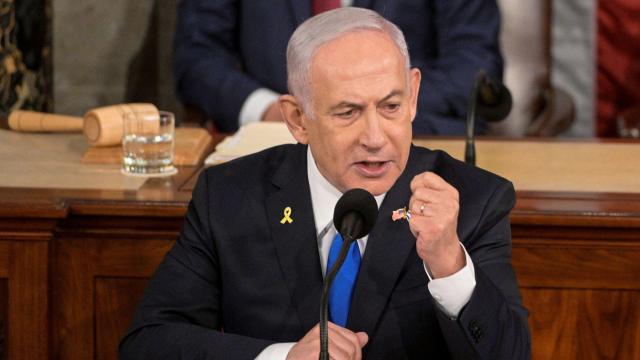 El primer ministro israelí, Benjamin Netanyahu, en su discurso ante el Congreso de EEUU.