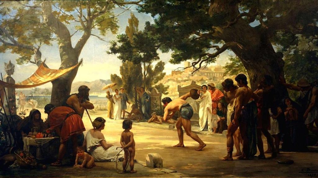 Cuadro del pintor francés Edouard Dantan que representa a un discóbolo de la Antigua Grecia.