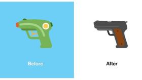 Nuevo cambio en X del emoticono de pistola de agua por el de un arma real