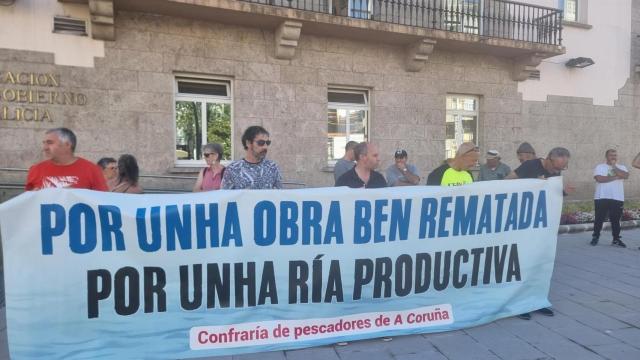 Protesta de mariscadores de O Burgo en A Coruña.