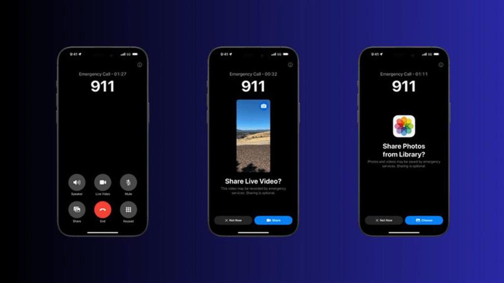 Captura de pantalla de una llamada al 911 con Emergency SOS Live.