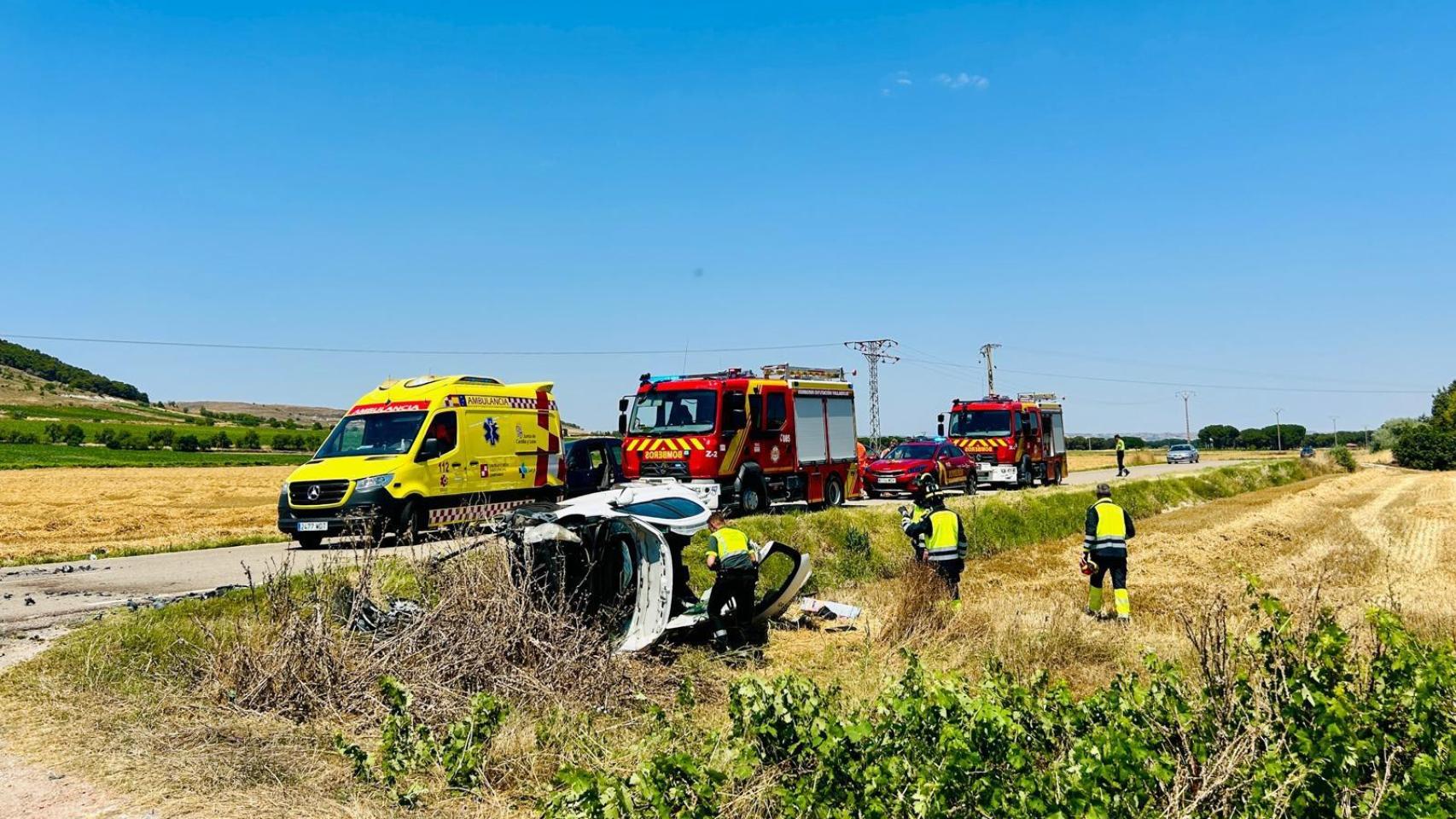 Imagen del accidente producido este jueves en Peñafiel