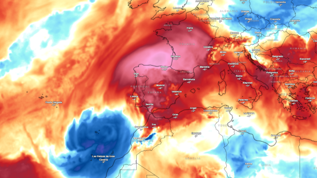 Las masas de aire cálido que provocarán la tercera ola de calor del verano 2024. ECMWF/Meteored