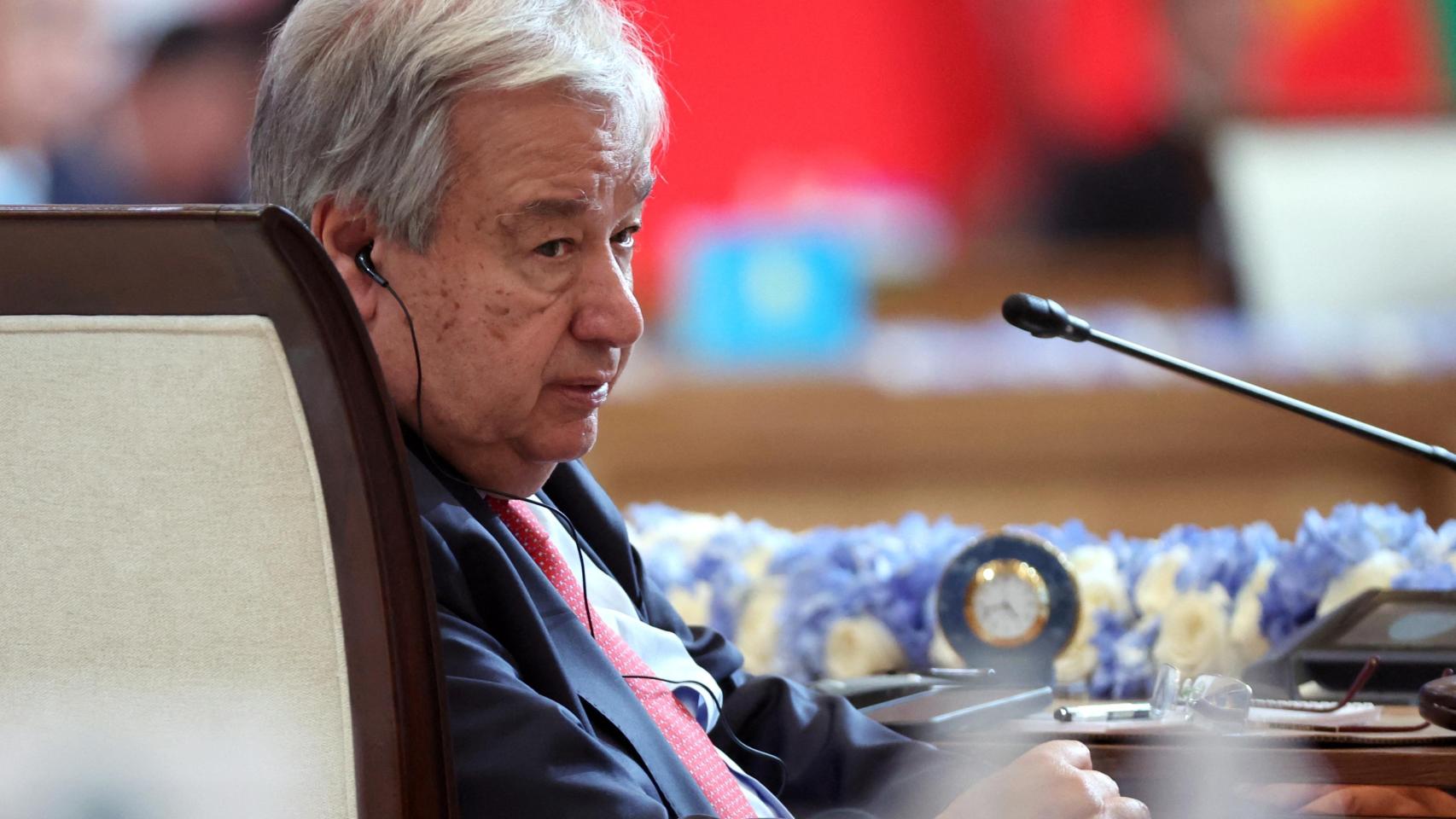 Imagen de archivo del secretario general de Naciones Unidas, António Guterres, durante una cumbre en julio. Sergei Savostyanov Reuters