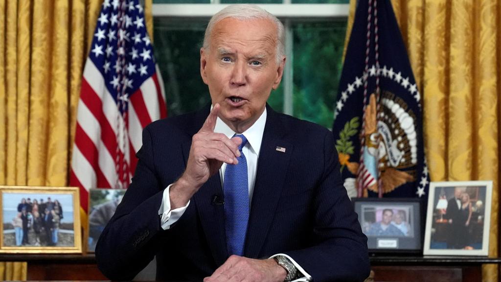 Joe Biden, durante su discurso a la nación desde el Despacho Oval de la Casa Blanca.