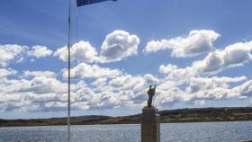 Bandera británica en Port Stanley, en las islas Malvinas o islas Falkland