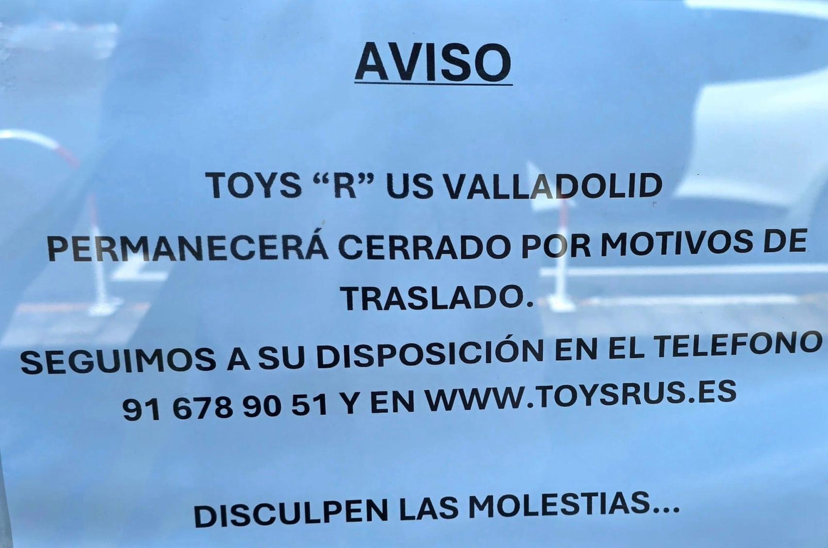 Toys 'R' Us Valladolid anuncia su traslado