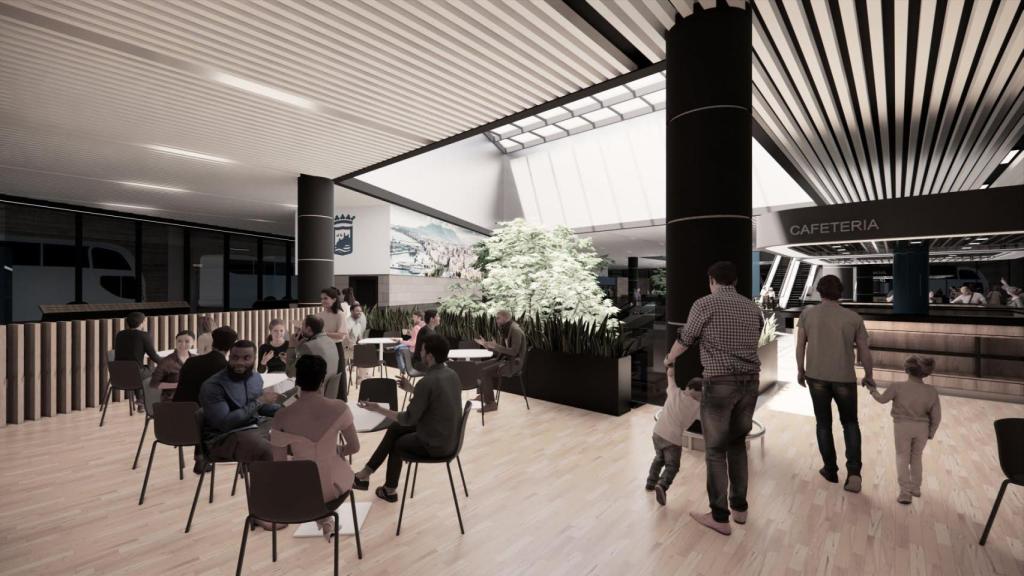 Zona de cafetería de la futura estación de La Marina.