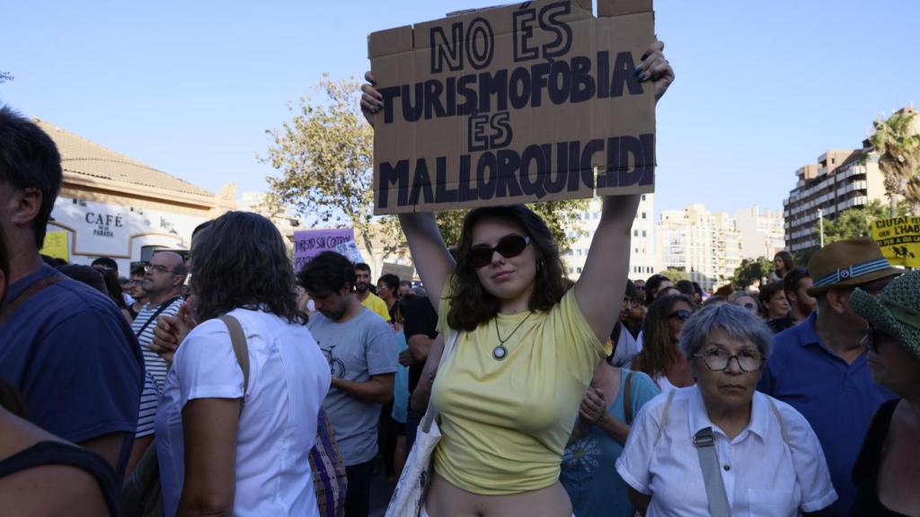 Una manifestante en la marcha de Palma el pasado 21 de julio.