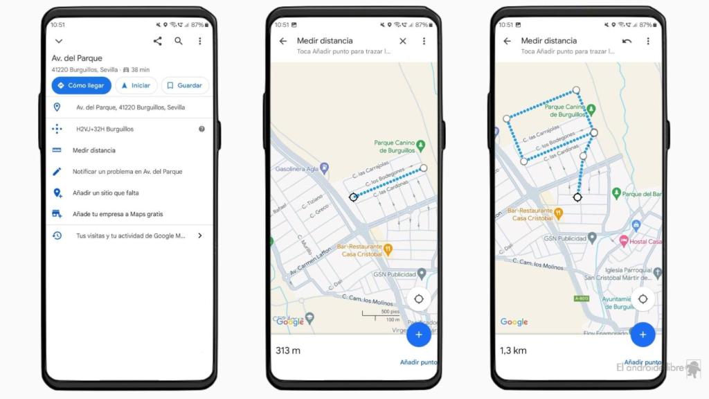 Measuring distances in Google Maps