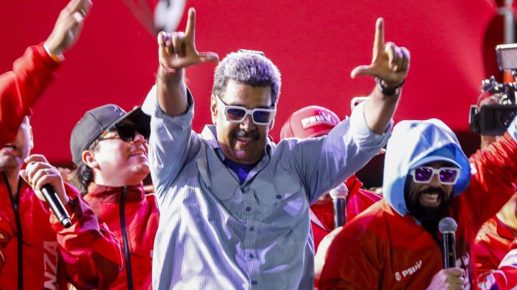 Nicolás Maduro este jueves en el acto del cierre de campaña en Caracas.