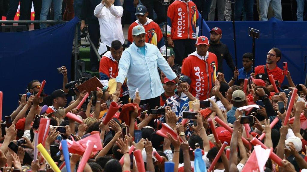 El presidente de Venezuela y candidato a la reelección, Nicolás Maduro, en un acto de campaña.