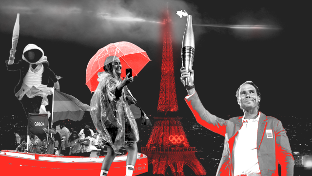 Fotomontaje con momentos de la Ceremonia inaugural de los JJOO París 2024