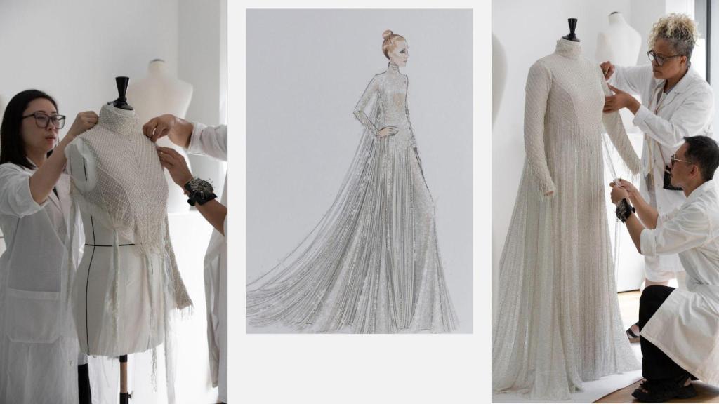 Proceso de realización del vestido Dior de Céline Dion.